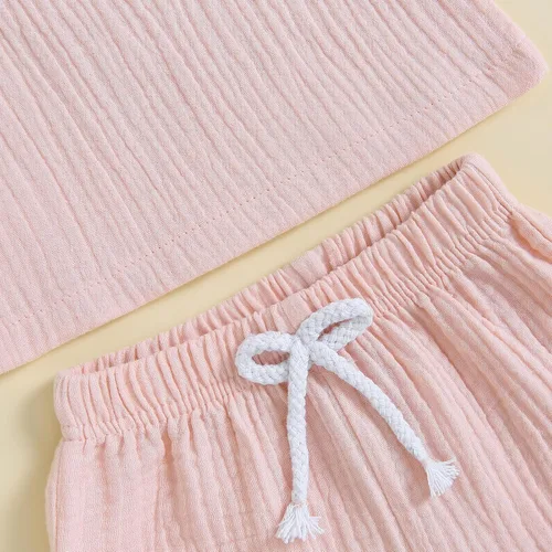Miniatura 6 de Conjunto de ropa de verano de algodón y lino de manga corta para bebé niño y niña