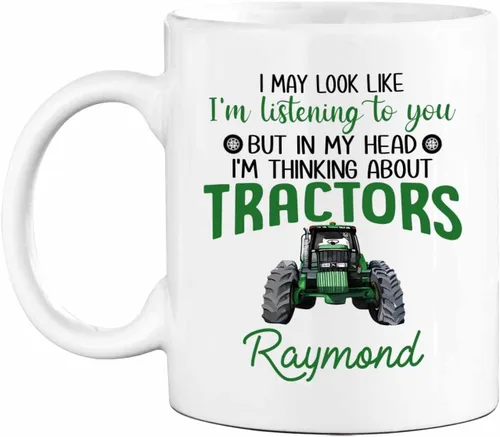 Miniatura 11 de Tazas de café personalizadas con nombre "Born To Farm Forced To Go To School" de 11 onzas y 15 onzas, taza de café personalizada para tractores