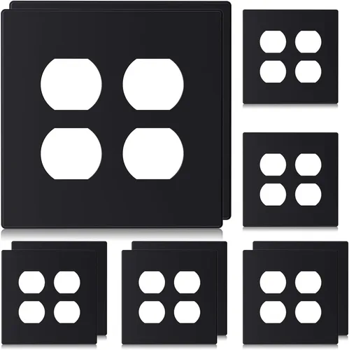 Miniatura 11 de ELEGRP Placas de pared dúplex sin tornillos de 2 segmentos, cubierta frontal termoplástica irrompible de tamaño mediano para toma de corriente Mate