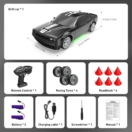 Miniatura 9 de Coche de control remoto 4WD RC Drift Car 2.4GHz escala 1:20 20 KM/H auto de carreras de alta velocidad con 2 baterías recargables, luces LED, 50