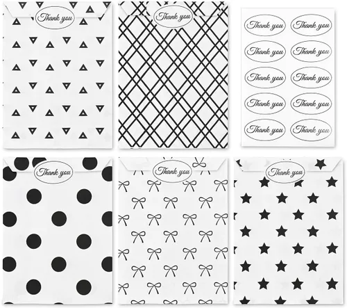 Miniatura 12 de MOOCA 200 bolsas de regalo de papel de damasco, pequeñas empresas, joyas, dulces, palomitas de maíz, galletas y golosinas – 4 pulgadas de ancho x 6