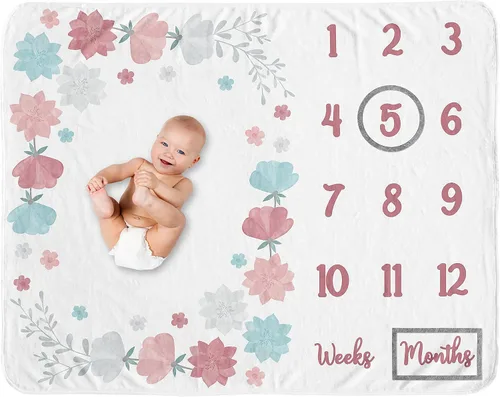 Miniatura 9 de Sweet Jojo Designs Manta de jardín floral bohemio para niña de flores – recién nacido mensual primer año foto crecimiento infantil regalo regalo