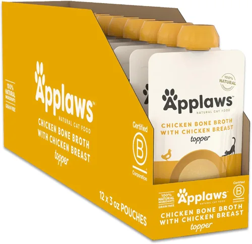 Applaws Alimento húmedo natural para gatos en Topper, ingredientes limitados y naturales, alto en proteínas sin aditivos artificiales, caldo de