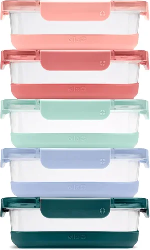 Miniatura 17 de Ello Duraglass - Juego de 3 recipientes de vidrio para almacenamiento de alimentos de 3.4 tazas con funda de silicona y tapas de plástico herméticas
