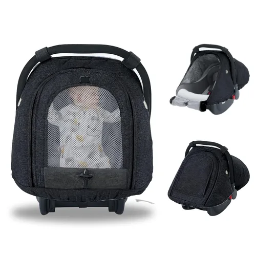 Fairy Baby Funda de asiento de automóvil de invierno para asiento de automóvil con ventana de malla (negro), fundas de asiento de automóvil cálidas
