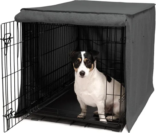 Miniatura 12 de Friends Forever Funda de metal para jaula de perro de 48 pulgadas con cortina protectora de bloqueo de luz, cubierta de jaula para perros