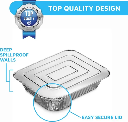 Miniatura 4 de MontoPack Bandejas de aluminio de lámina de 9 x 13, tamaño medio, con tapas [Paquete de 20] Latas para chafar de tamaño estándar premium