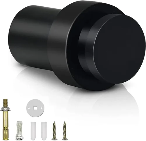 Miniatura 16 de KOLAKO Topes de puerta, topes de puerta de piso, (2 pulgadas) negro mate moderno resistente sólido pequeño cilíndrico parachoques de goma, acero