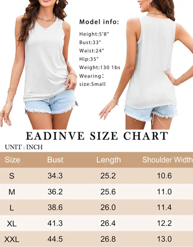 Miniatura 6 de EADINVE Camisetas sin mangas con cuello en V para mujer, camisetas sin mangas con estampado de letras gráficas, camisetas básicas de camisola