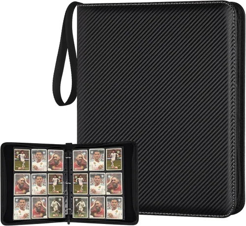 Miniatura 45 de GERMUN Carpeta de tarjetas de poliuretano, 16 bolsillos, carpetas de soporte premium para más de 1000 tarjetas, álbum de bolsillo de doble cara