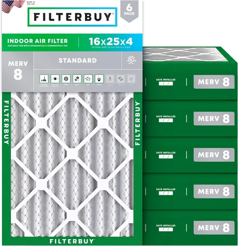 Miniatura 48 de Filterbuy Filtro de aire MERV 8 de 8 x 14 x 1 pulgadas para defensa contra el polvo y las alergias (paquete de 6), electrostático plisado HVAC