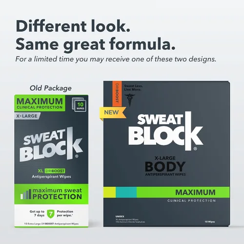 Miniatura 2 de SweatBlock Clinical Strength XL - Toallitas antitranspirantes para hombres y mujeres, protección contra el sudor para manos, pies, axilas y cuerpo