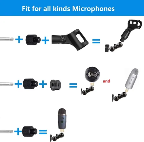 Miniatura 4 de Clip de micrófono, soporte de abrazadera de micrófono compatible con Shure sm58 sm48 sm81 sm57 Mic, MV5, MV51, PGA52, Sennheiser E835, E945 E935