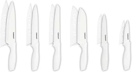 Miniatura 7 de Juego de cuchillos Cuisinart, juego de 12 piezas con revestimiento de cerámica con 6 cuchillas y 6 protectores de cuchillas, ligero, de acero Crema