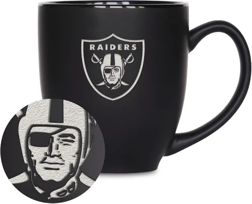 Miniatura 28 de Rico Industries Taza Bistro Mate Negra de Fútbol Americano NFL de 15 onzas - Para Bebidas Calientes o Frías - Logotipo del Equipo Grabado para una