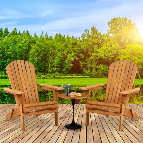 Miniatura 2 de Dopinmin Silla plegable de césped, silla para jardín de patio al aire libre, silla Adirondack de madera natural