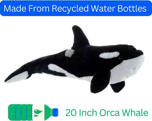 Miniatura 10 de The Petting Zoo Orca - Peluche de peluche, regalos para niños, animales marinos Wild Onez, juguete de peluche de ballena, 20 pulgadas