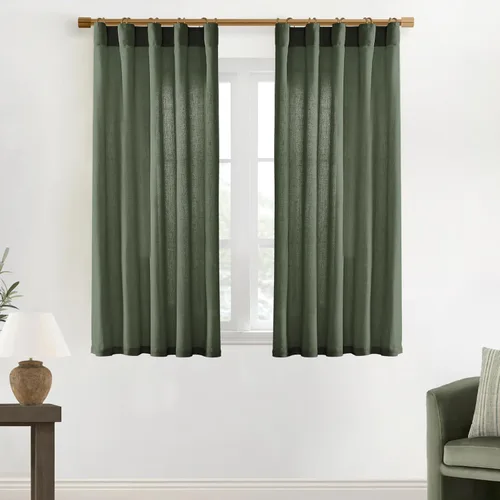Miniatura 78 de XTMYI - Cortinas transparentes de 54 pulgadas de largo, juego de 2 paneles para baño, cortinas cortas de lino y algodón con semi privacidad