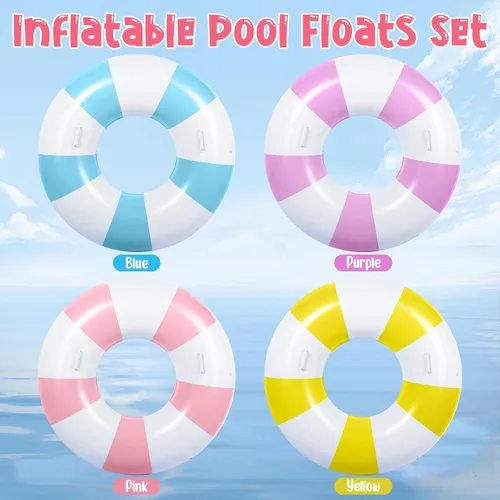 Miniatura 3 de Gemscream 2 flotadores grandes de piscina con asas, 47.24 pulgadas, tubos inflables de piscina tamaño adulto para tumbonas de verano, fiesta