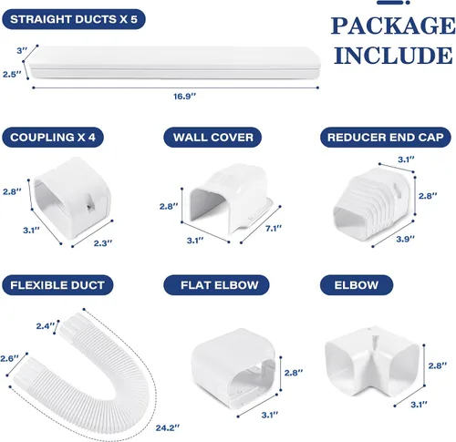 Miniatura 2 de LyPrem 3 m Kit de cubierta de línea de PVC para mini split y aire acondicionado central y bomba de calor (Blanco)