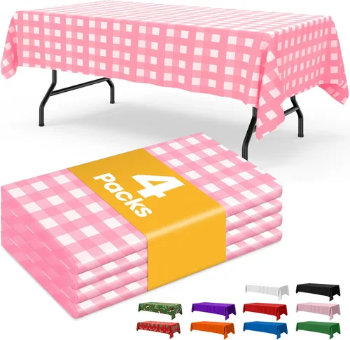 Miniatura 28 de Niuara Mantel de bandera estadounidense, paquete de 4 manteles patrióticos desechables de 54 x 108 pulgadas para mesas de 6 pies, decoraciones del 4