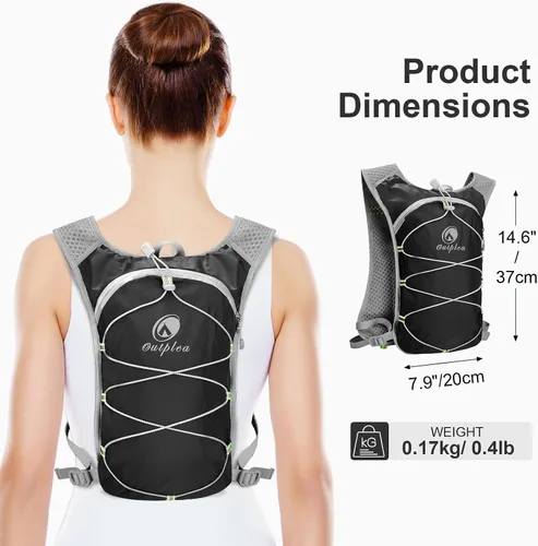 Miniatura 3 de Mochila de hidratación ligera con bolsa de agua de 2 L para hombres y mujeres, pequeñas mochilas de agua para correr, chaleco para senderismo