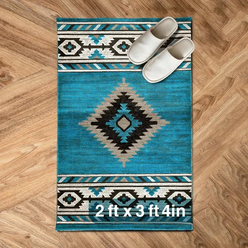 Miniatura 32 de YHSF South West - alfombra nativa americana del suroeste, fácil de limpiar, gruesa, suave y duradera, alfombra tribal inspirada en indios americanos