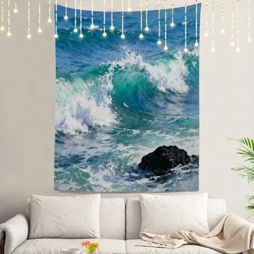 Miniatura 44 de Shrahala Tapiz de pared con paisaje de lago de otoño, bosque amarillo, para colgar en la pared, tapiz grande, decoración de fibra de poliéster