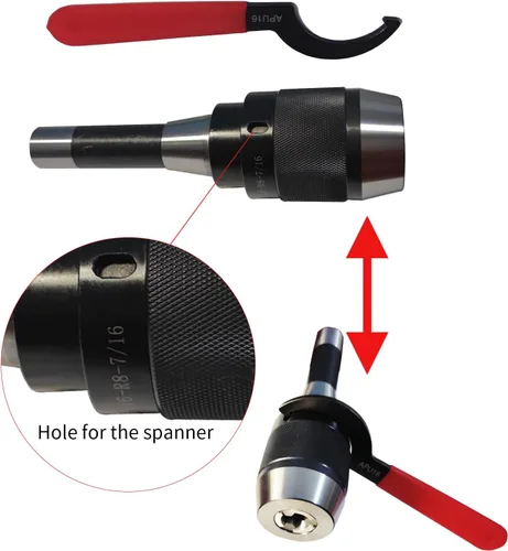 Miniatura 6 de Portabrocas R8, portabrocas sin llave de servicio pesado de 1/8"-5/8" (0.118-0.630 in) con vástago integral R8, rosca de barra de tracción 7/16"-20