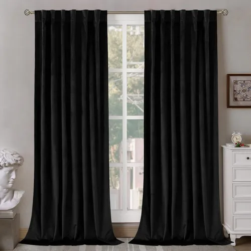 Miniatura 47 de BGment Cortinas de terciopelo rosa polvoriento, 2 paneles de 84 pulgadas, 2 paneles para sala de estar, aislamiento térmico de lujo, reducen