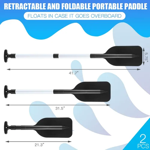 Miniatura 2 de Tradder 2 remos telescópicos plegables para kayak, remo de 21.3 a 41.7 pulgadas, remo de plástico de aluminio, remo de longitud ajustable para Negro