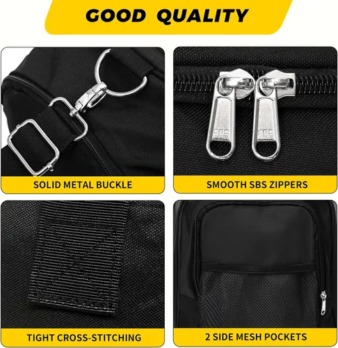 Miniatura 5 de Vorspack Bolsa deportiva de lona Bolsa de gimnasio de 2124 pulgadas para mujeres y hombres, bolsa de lona ligera con botella de agua, Negro