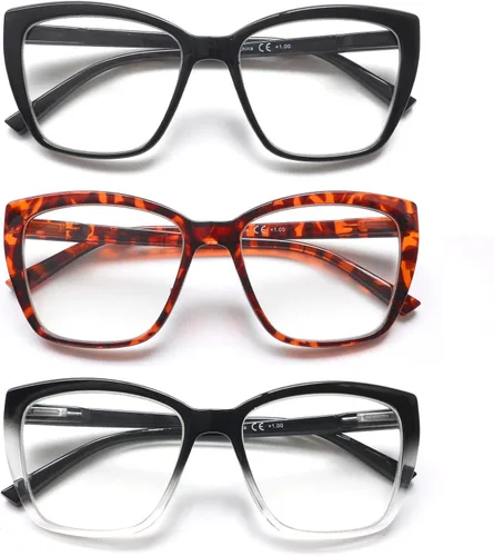 NORPERWIS Gafas de lectura para mujer, bisagra de primavera, lentes de gran tamaño para mujer