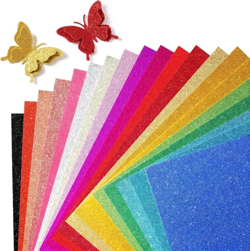 XXINMOH 40 hojas de cartulina con purpurina de 8.5 x 11 pulgadas, 20 colores de cartulina prémium para Cricut, manualidades y proyectos de