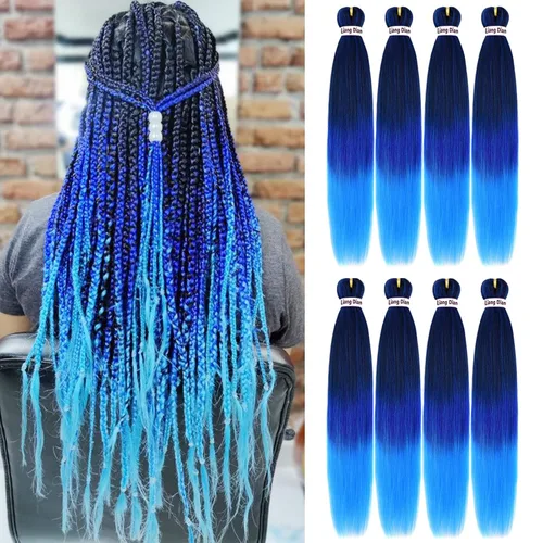 Miniatura 28 de Liang Dian Cabello para hacer trenzas, Cabello estirado para hacer trenzas, 12 pulgadas, 8 paquetes, color ombre púrpura, para sellar en agua