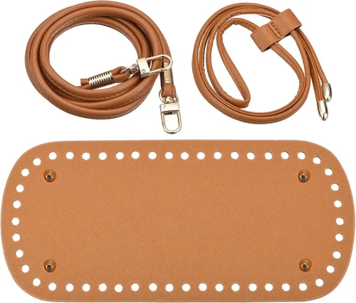 uxcell Juego de mochila de cuero, 3 piezas, kit de fabricación de bolsos de cuero con parte inferior de bolsa, correa para el hombro, cordón para