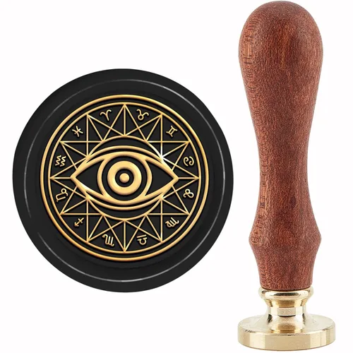 CRASPIRE Eye of Horus - Sello de cera con diseño de constelación, círculo mágico, sello de cobre, 1.181 in, retro, extraíble, latón con mango de