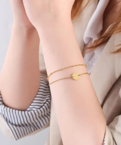 Miniatura 2 de Gold Initial Bracelets for Women Initial Gifts for Women Dainty Gold Filled Layered Beaded Bracelet Personalized Disc Trendy Monogram Charm Jewelry