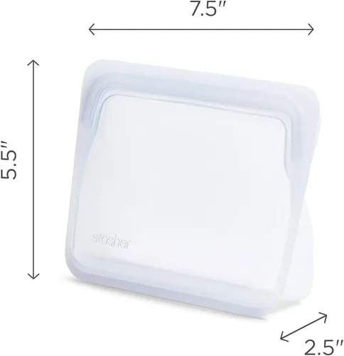 Miniatura 6 de Bolsa de almacenamiento reutilizable de silicona premium de Stasher, tamaño mini con base, Aqua, apta para microondas, sous vide, lavavajillas