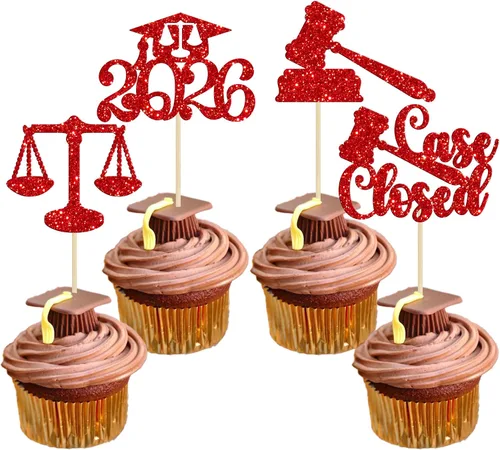 Miniatura 37 de 24 piezas 2026 decoraciones para cupcakes de graduación 2026 con purpurina clase de 2026 para graduación de graduación para felicitaciones 2026