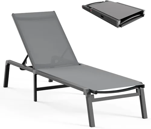 Miniatura 48 de Tumbona de Aluminio para Exteriores - Silla de Descanso Plegable y de Montaje Libre para Exteriores con 5 Respaldos Ajustables, Silla de Patio