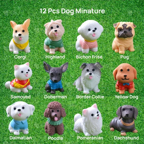 Miniatura 2 de Juego de 24 mini figuras de gato y perro, lindos modelos realistas de animales de resina y adornos para pasteles, adornos en miniatura