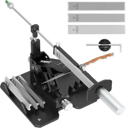 Miniatura 9 de Afilador de cuchillos portátil plegable XAR-FS1, sistema de afilado de ángulo ajustable con juego de piedras de diamante 240#, 400#, 800#, 2000#