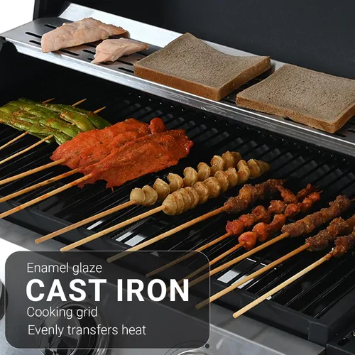 Miniatura 7 de Endark 4 quemadores Parrilla de barbacoa de hierro fundido multiusos de 34,000 BTU Perfecta para cocinar al aire libre, jardín, junto a la Negro