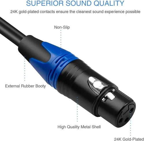 Miniatura 2 de Cable de micrófono XLR hembra a TS mono de 1/4 pulgadas (6.35mm), desequilibrado de 3 pines XLR hembra a conector de micrófono TS de cuarto