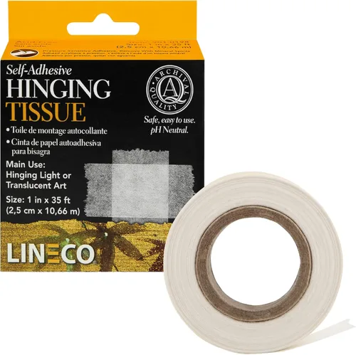 Lineco, Archival - Pañuelo autoadhesivo para montaje con bisagras, para arte ligero y translúcido, sin ácidos, 1 pulgada x 35 pies, paquete de 1