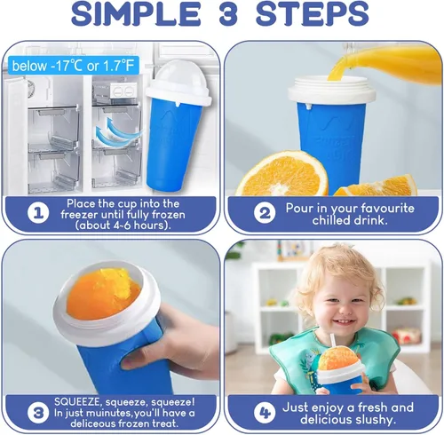 Miniatura 2 de FANS-ONE Taza de Granizado, Juego de 3 Tazas Mágicas Congeladas de Granizado, Taza Reutilizable para Hacer Granizado de Jugo, Helado, Leche, Yogur