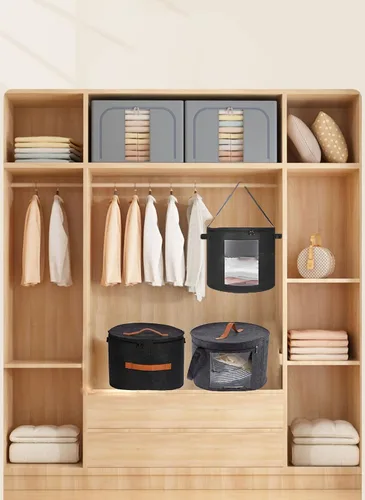 Miniatura 2 de Caja de almacenamiento de sombreros de fieltro, organizador portátil plegable para sombreros, con correa para el hombro y 2 asas, juguetes