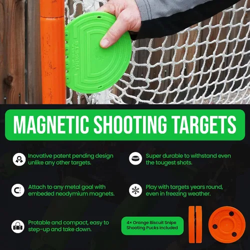 Miniatura 2 de Top Shelf Targets Paquete Combinado con Objetivos de Hockey Magnéticos Duraderos/Objetivos de Portería de Lacrosse, 4 Correas de Sujeción y 4 Discos