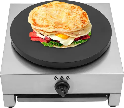Miniatura 10 de Máquina eléctrica para hacer crepes comercial, para hacer panqueques grandes, plancha, placa plana, sartén para crepes, cereales, estufa para 1650 W